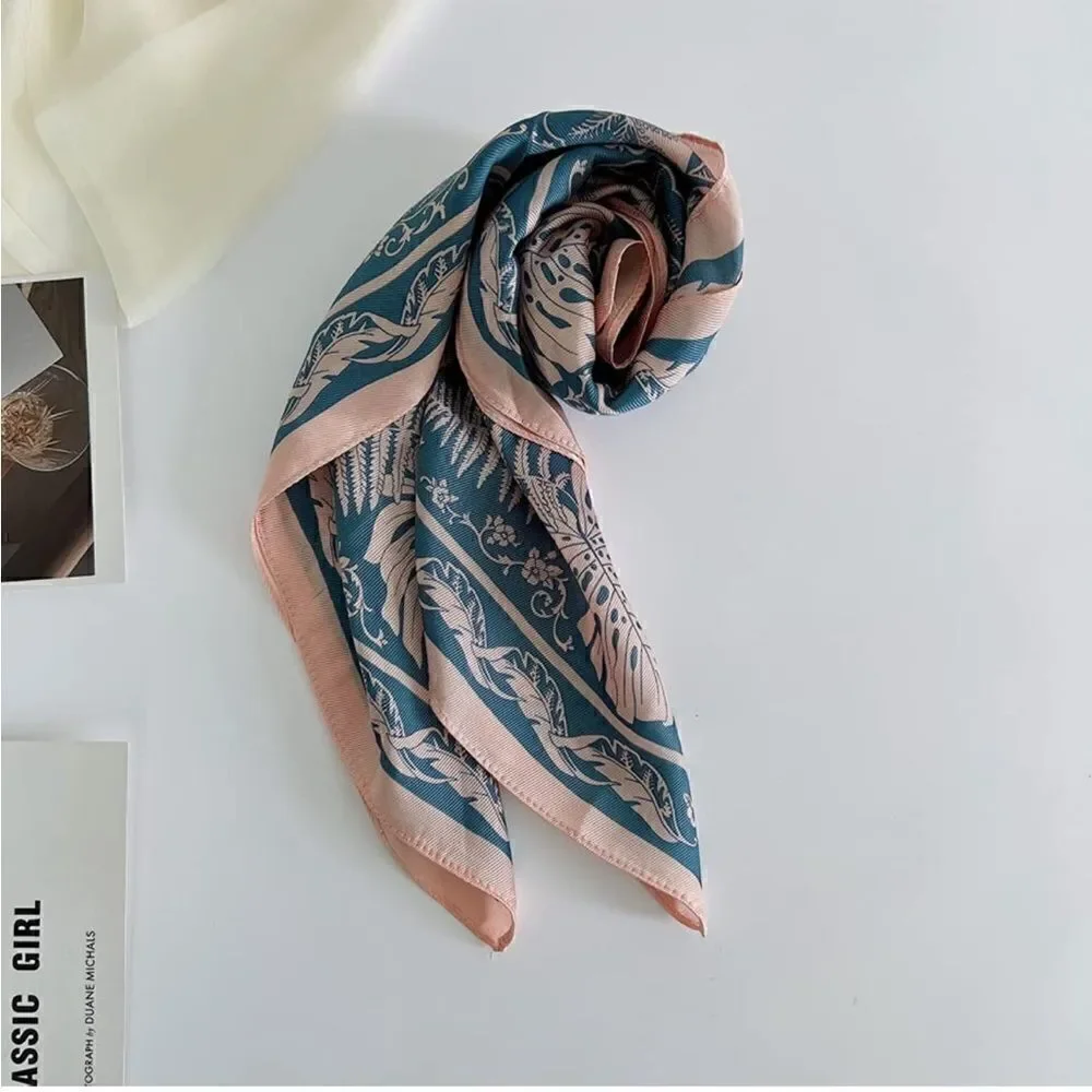 Pink and Blue Silky Scarf